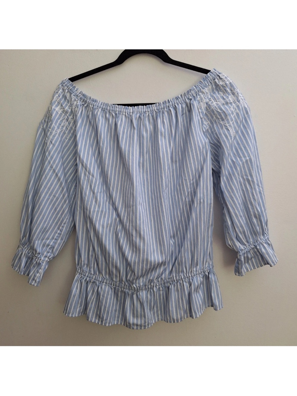 White House Black Market Embroidered Off-The-Shoulder Top - Picture 3 of 5
